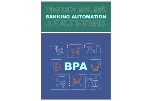 Banking Automation Word Concept Banners: Graphics for Modern Design