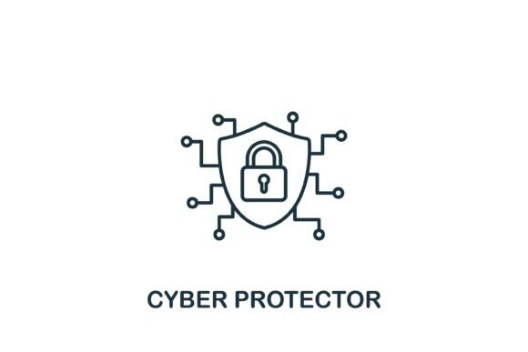 Cyber Protector Icon: A Graphic Design Asset for Modern Branding and Creative Projects