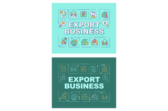 Export Business Word Concepts Banner Set