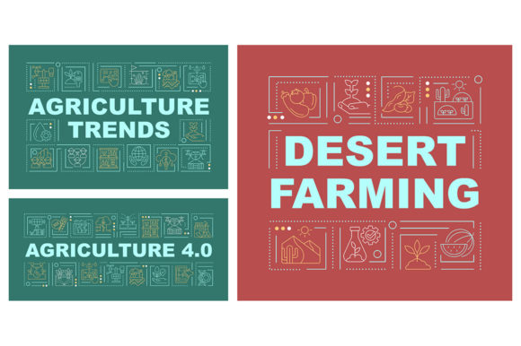 Farming Trends Word Concepts Banner Set: Graphics & Graphic Templates