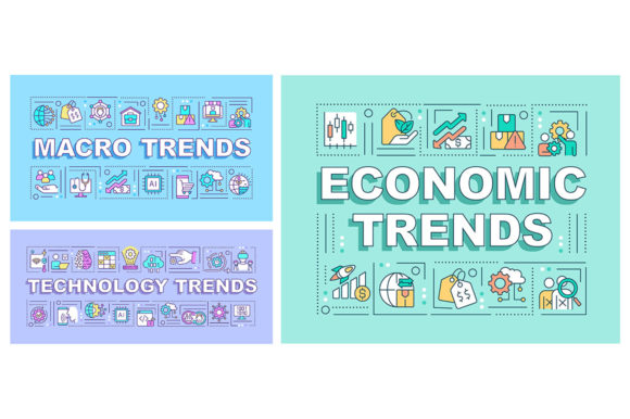 Macro Trends Word Concepts Banner Set: Graphics for Local Business Branding