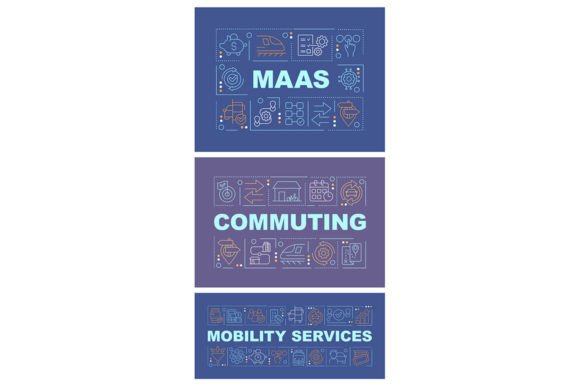 Mobility Services Word Concept Banners for Modern Graphic Templates