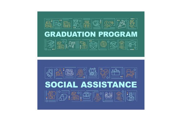 Social Assistance Word Concepts Banners: Graphics for Real Projects