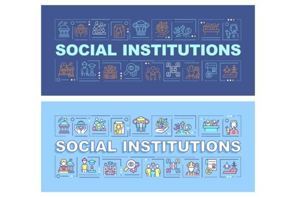 Social Institutions Word Banner Template
